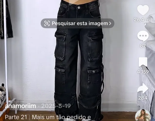 Calça jeans cargo shein