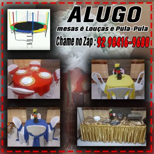 Locação de jogos de mesas , louças e pula pula.