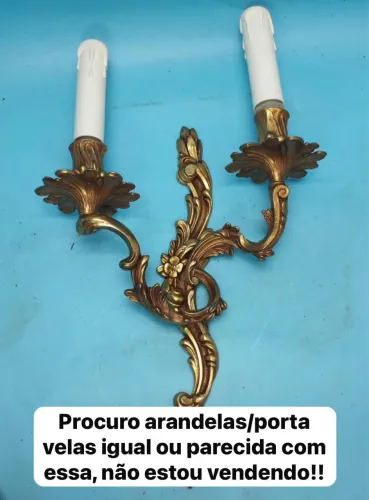 Arandela antiga luis xv rococó barroco vintage clássica dourada