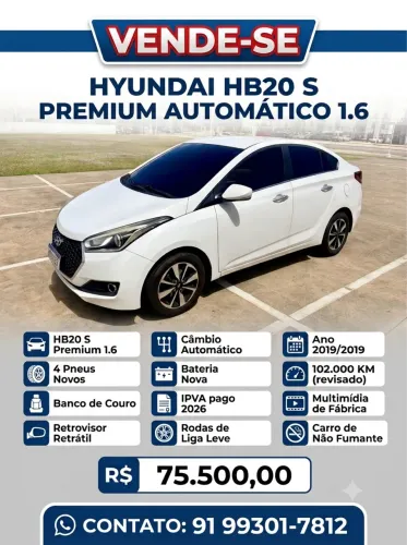 Hyundai HB20S Premium 1.6 Flex 16V Aut. 4P 2019