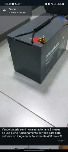 BATERIA PARA SOM AUTOMOTIVO ESTACIONARIA USADA 3 MESES IGUAL A NOVA !!!!!