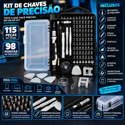 Kit Chaves de Precisão 115 Peças