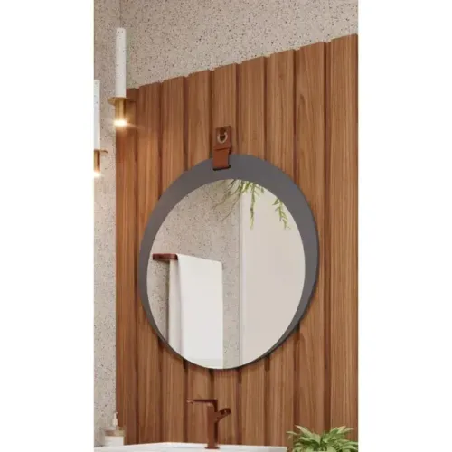 Espelheira Lua para Decoração de Banheiro, Quarto, Sala, Escritório Mdf 60x60cm Cappuccino