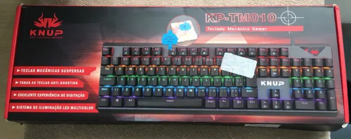 Teclado Gamer Mecânico Knup KP-TM010 Switch Blue LED Rainbow ABNT2 - NOVO