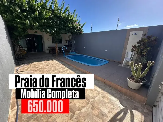 Casa mobiliada com piscina tem 110m2 com 3 quartos em Praia do Frânces - Marechal Deodoro