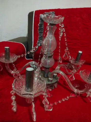 Lustre candelabros em vidro e metal Stilo vintage 