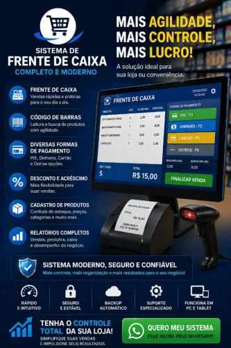 Sistema PDV Completo para Mercados, Conveniências e Lojas | Frente de Caixa + Estoque