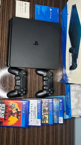 Ps4 Slim 1 tera c/ 2 controles e jogos