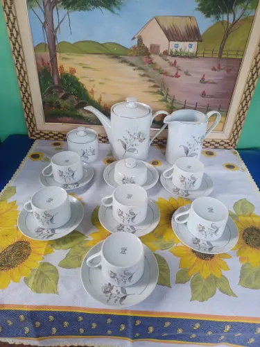 Jogo de chá porcelana real 
