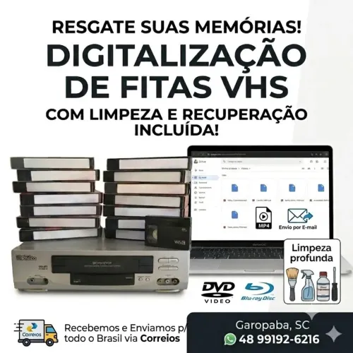 Digitalização E conversão de vhs para mp4, dvd ou Blu-ray