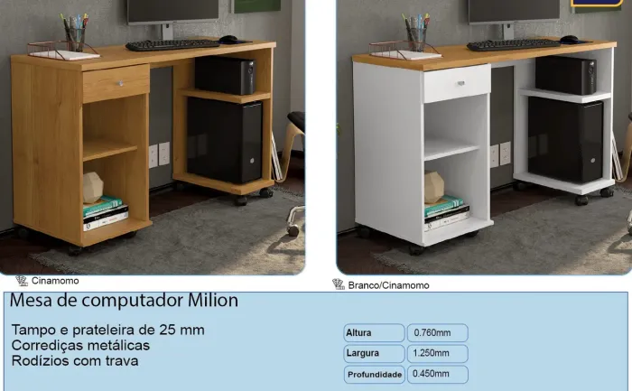Mesa Office Milion 1,25m - Promoção