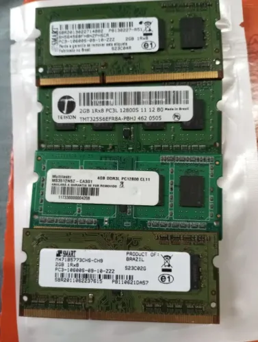 4 Memórias sodim notebook 3 memórias 2gb e 1 de 4gb