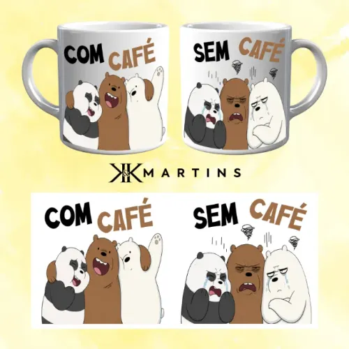 CANECA PORCELANA URSOS SEM CURSO 325ML 1