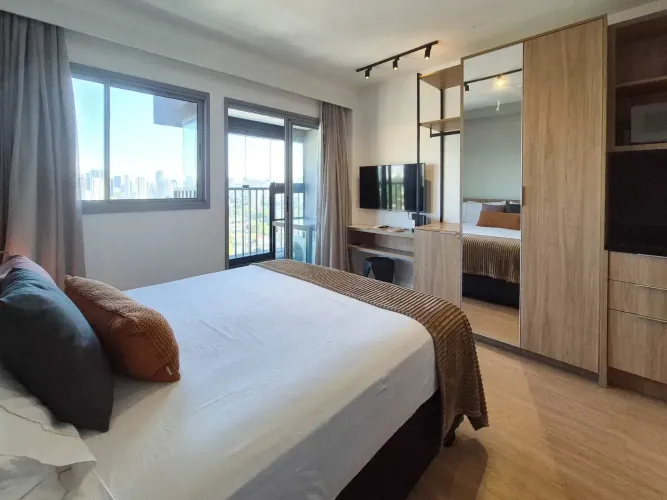 Apartamento mobiliado para locação na Vila Olímpia 25m² com lazer e excelente Localização