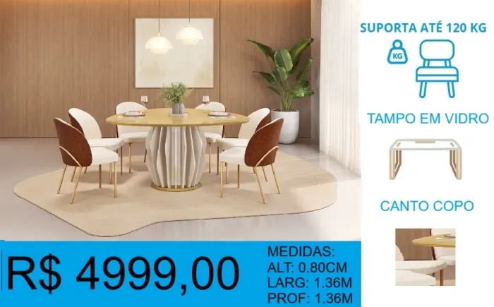 Mesa de jantar de alta linha - compre hoje receba amanhã