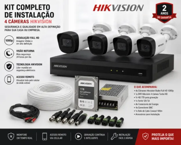 4 câmeras de segurança eletrônica