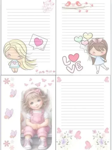 COLEÇÃO DE PAPÉIS DE CARTAS PERSONALIZADOS DESENHOS COLORIDOS E TEMAS VARIADOS A ESCOLHER