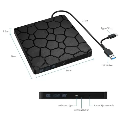 Leitor CD DVD gravador USB c portátil novo