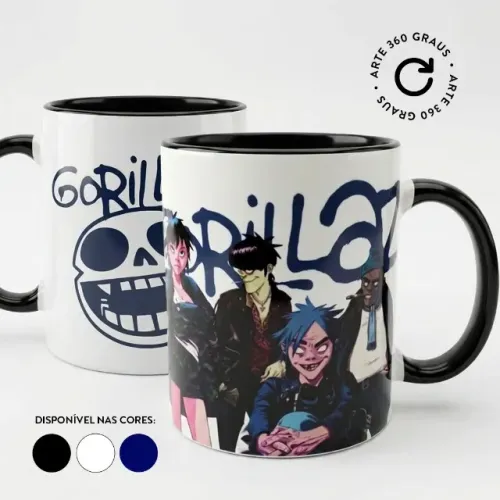 Caneca Gorillaz - Arte 360º - Estampa Total Personagens Banda