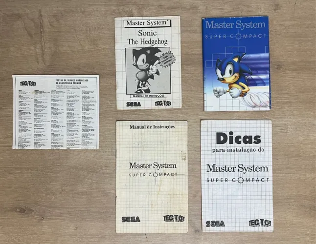 Master System Tec Toy Conjunto Manuais Super Compact com Sonic 1