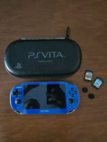 PS Vita Fat Sapphire Blue desbloqueado 512gb + acessórios + jogos