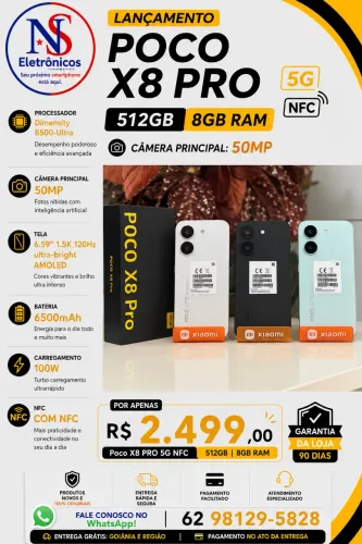 Celular Xiaomi Poco X8 PRO 5G NFC 512GB / 8GB RAM NOVO 