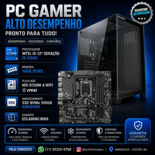 COMPUTADOR NOVO ITEL I5 12 GERACAO SSD NVME 500 GB 16 GB DDR5