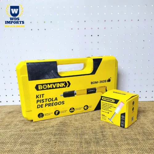 Kit Pistola De Pregos Fixa Pino + 100 Pinos 42mm C/ Arruela 42mm