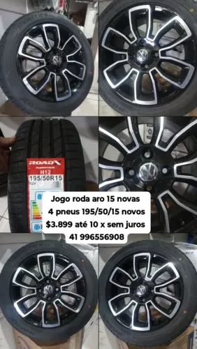 Jogo roda aro 15 novas pneus 195/50/15 novos $3.899 até 10 x sem juros 