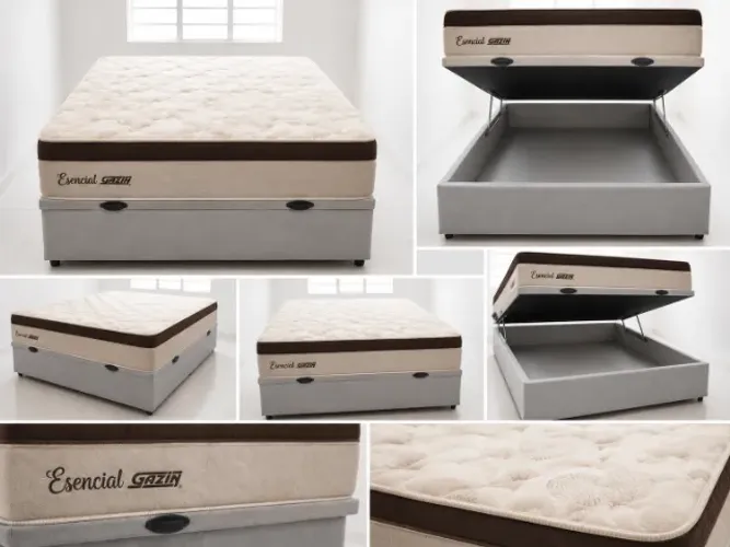 Cama Box Baú Casal + Colchão Gazin - Excelente estado