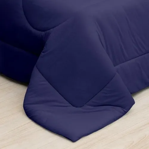 Jogo de Cama King Completo 5 Peças com Edredom Malha 100% Algodão Contemporâneo Marinho