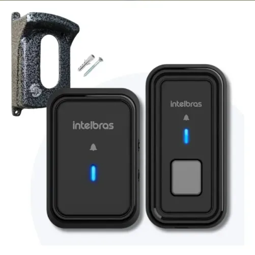 Kit Campainha Sem Fio Cib 101 Preta Intelbras Com Protetor