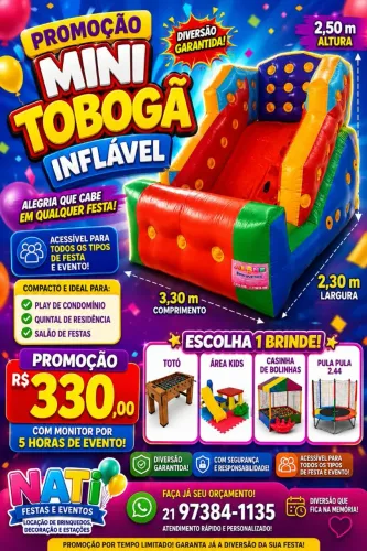 Alugue o Mini Tobogã e ganhe o brinde durante o aluguel.