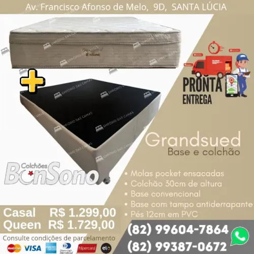 Cama casal e queen base e colchão Bonsono  pronta entrega 