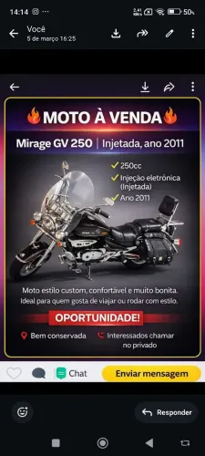 Moto mirage a venda, em ótimo estado de conservação. Moto quitada