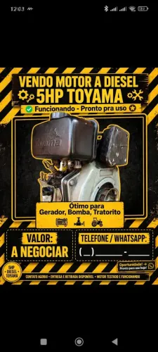 Vendo motor a diesel 5hp