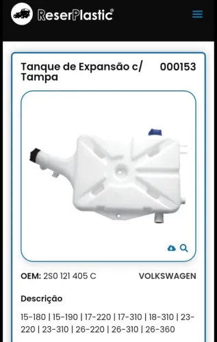Tanque reservatório wolksvagen