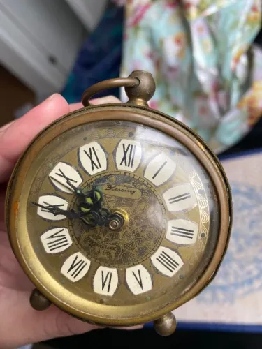 Relógio despertador vintage alemão Blessing West Germany em metal estilo retrô/antigo