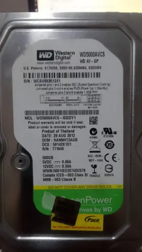 HD Western Digital 500GB SATA - Funcionando