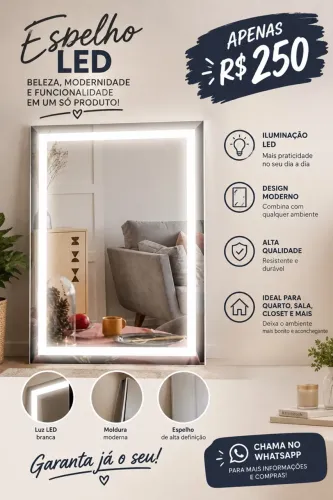 Espelho LED com Iluminação - Apenas R$ 250 ?