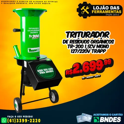 Triturador de Resíduos Orgânicos TR-200 1,5CV Mono 127/220v Trapp
