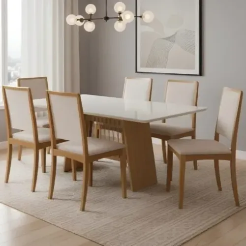 Mesa Damiana com 6 cadeiras Lara - Entrega Rápida