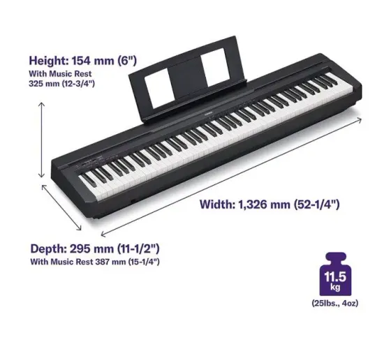 Vendo piano digital Yamaha p-45 88 teclas, com fonte bivolt com suporte e banqueta! Novo