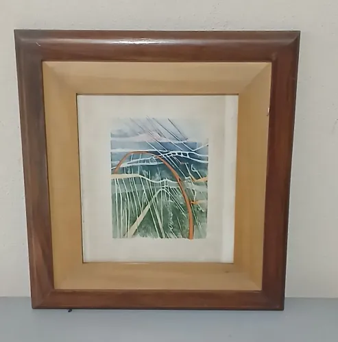 Quadro Decorativo Abstrato Com Moldura Larga de Madeira