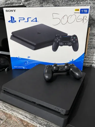 ps4 slim 1tb + 2 controles + caixa original completo