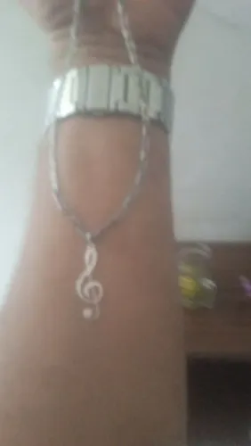 Corrente prata 925 com pingente musica prata