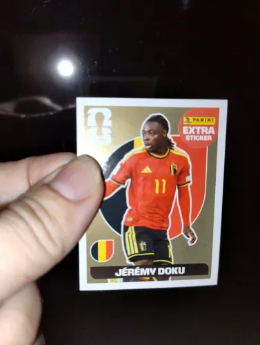 Figurinha Rara Panini Copa do Mundo 2026 Jérémy Doku Extra Sticker Gold