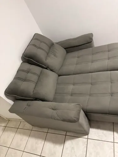 Sofá Retrátil Reclinável King House Verona 2,00m Velut Cinza C/ Molas