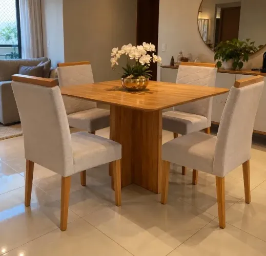 Mesa de Jantar Com 4 Cadeiras (Entrega Imediata Produto Novo)