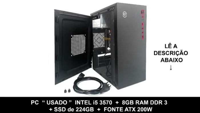 PC  MONTADO INTEL i5 3570 3ª GERAÇÃO + SSD de 224 GB + 8GB RAM DDR 3 